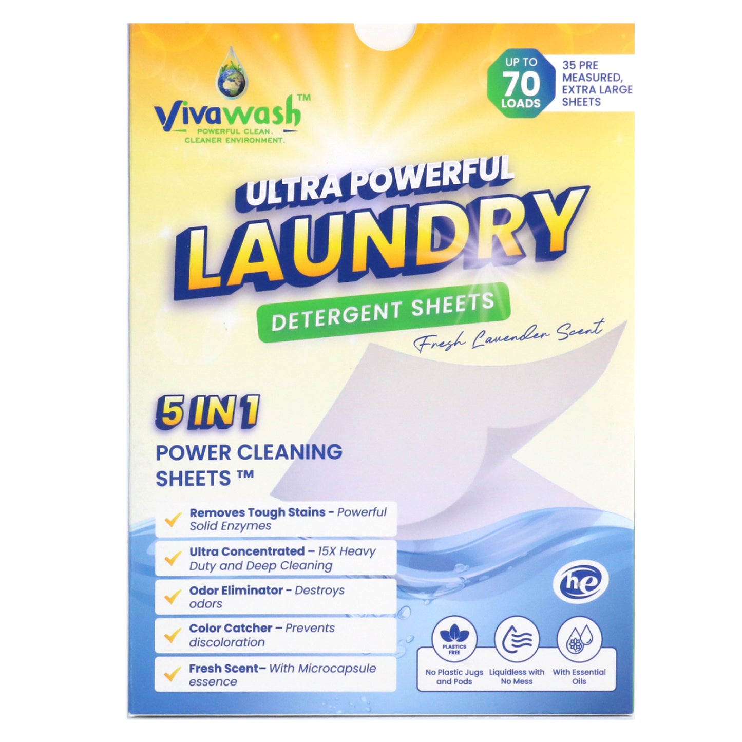 Premium Laundry Detergent Sheets, Liquidless, 5 in 1 Concentrated Laundry Soap. Good for home, dorm and travel. 35 XL Sheets, 70 Loads